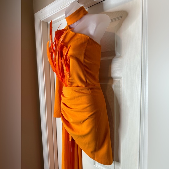 One Shoulder Feather Mini Dress - Picture 5 of 7